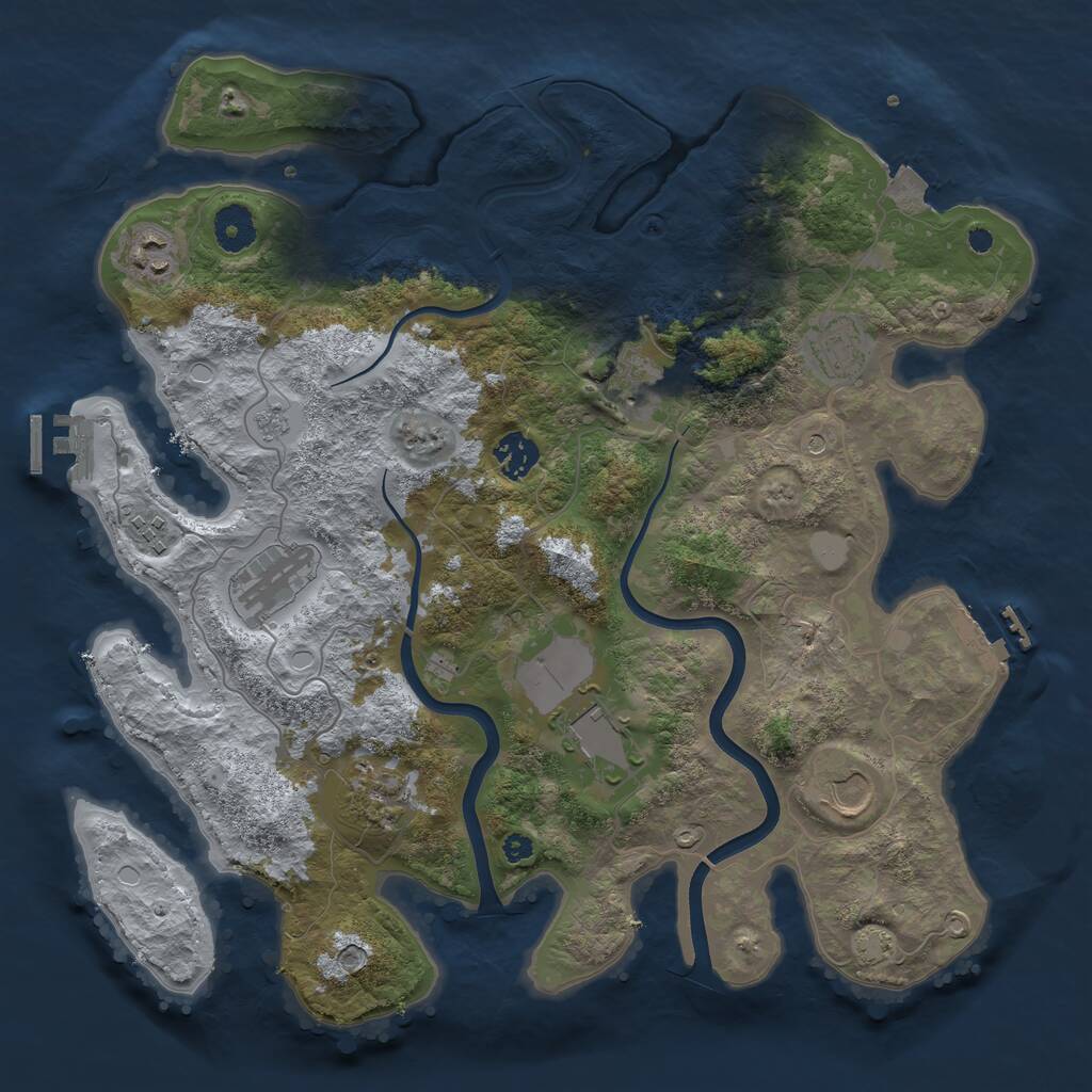Rust Map: Procedural Map, Size: 3700, Seed: 1440514193, 15 Monuments
