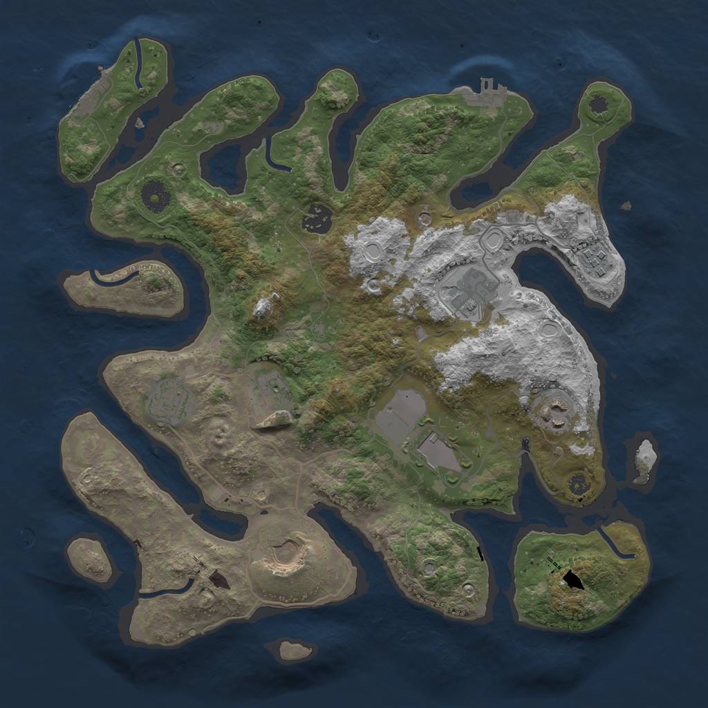 Rust Map: Procedural Map, Size: 3500, Seed: 101211, 16 Monuments