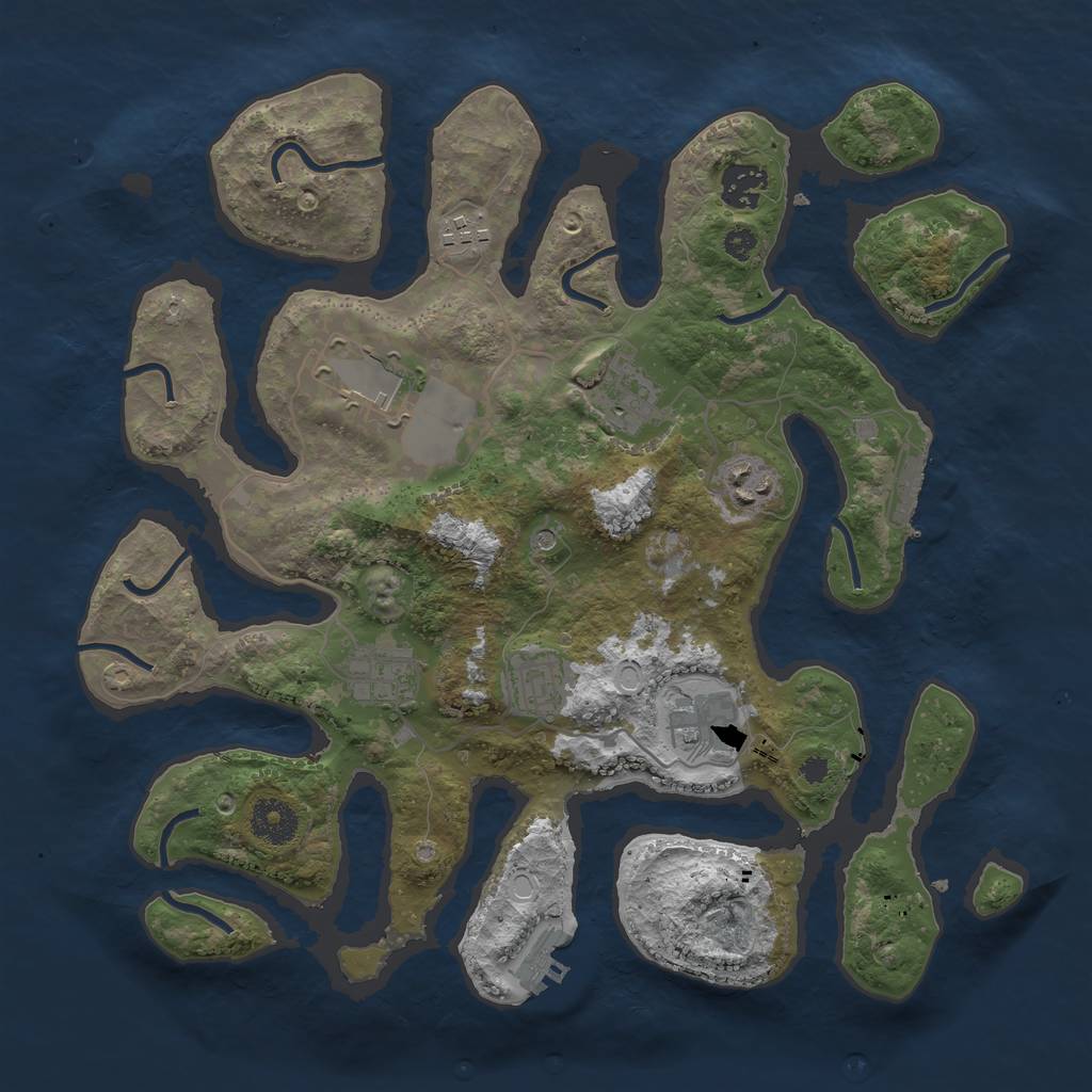 Rust Map: Procedural Map, Size: 3500, Seed: 832066006, 16 Monuments