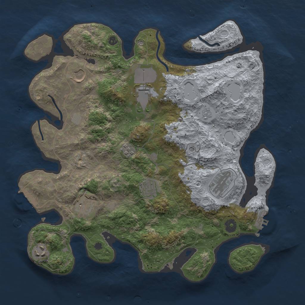 Rust Map: Procedural Map, Size: 3550, Seed: 1145434293, 14 Monuments