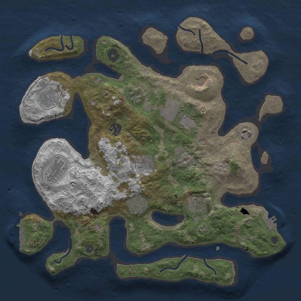 Rust Map: Procedural Map, Size: 3700, Seed: 647579750, 19 Monuments