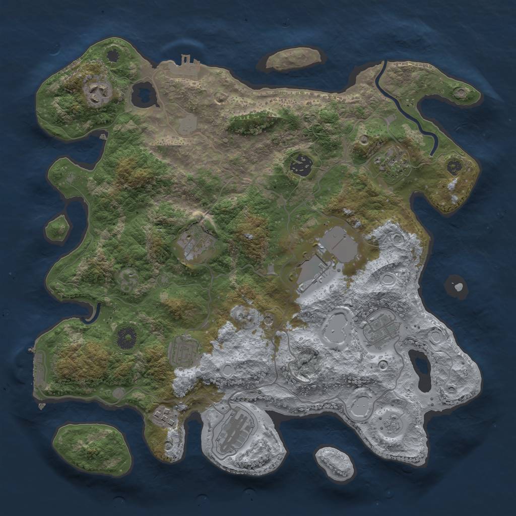 Rust Map: Procedural Map, Size: 3600, Seed: 372709134, 16 Monuments