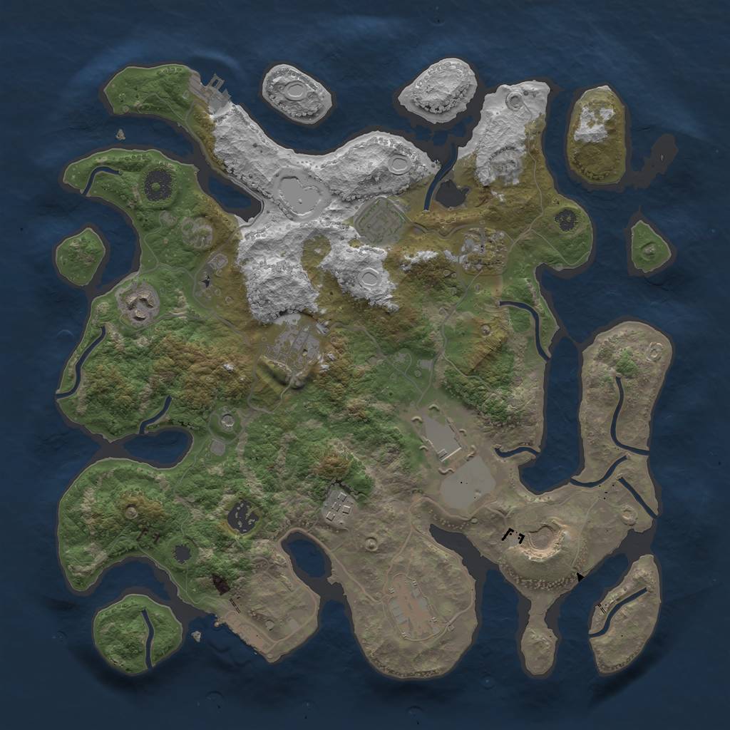 Rust Map: Procedural Map, Size: 3600, Seed: 383967889, 17 Monuments