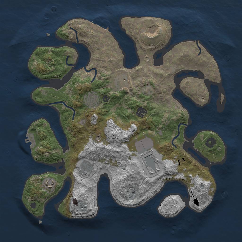 Rust Map: Procedural Map, Size: 3500, Seed: 23433, 16 Monuments
