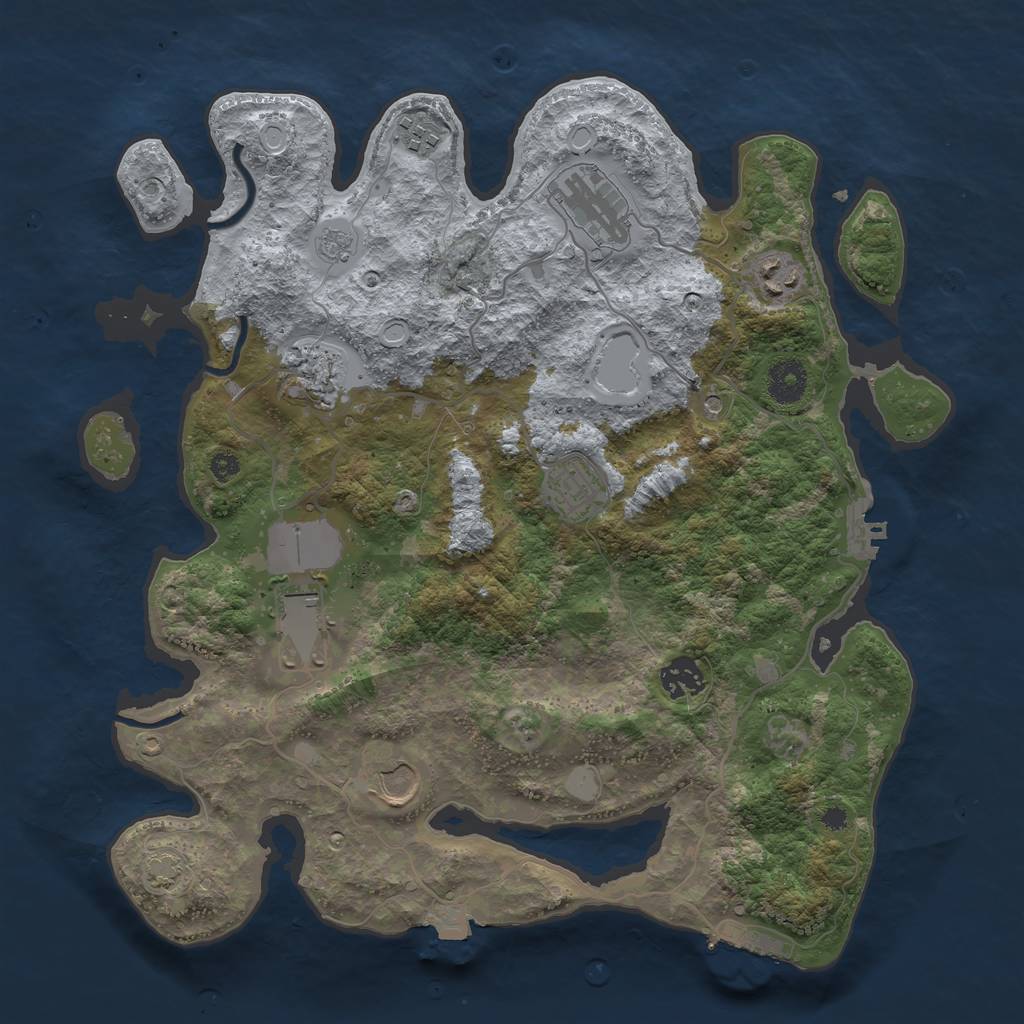 Rust Map: Procedural Map, Size: 3600, Seed: 18, 16 Monuments