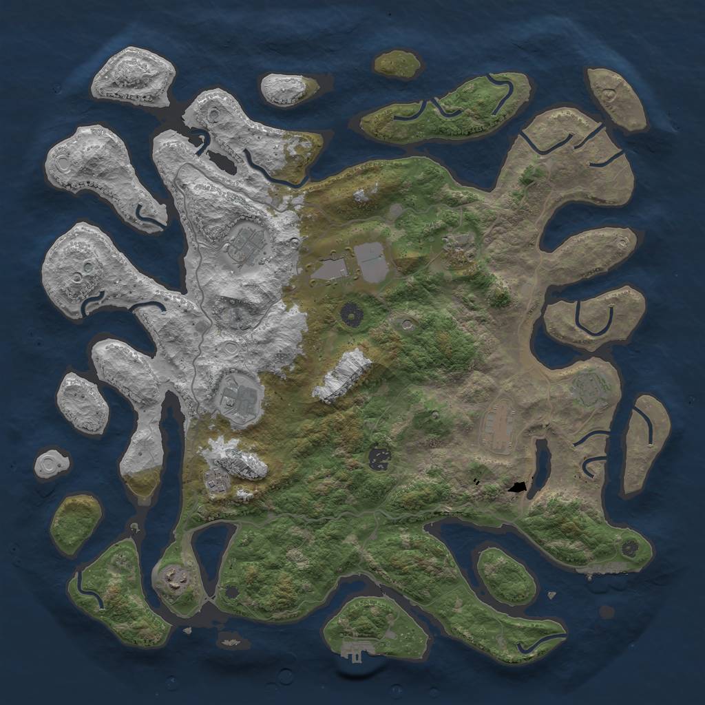 Rust Map: Procedural Map, Size: 4500, Seed: 972180459, 17 Monuments