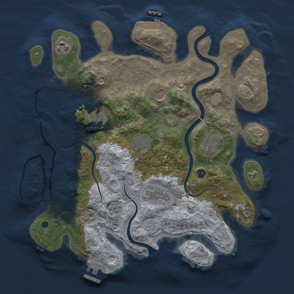 Rust Map: Procedural Map, Size: 3500, Seed: 3914432, 13 Monuments
