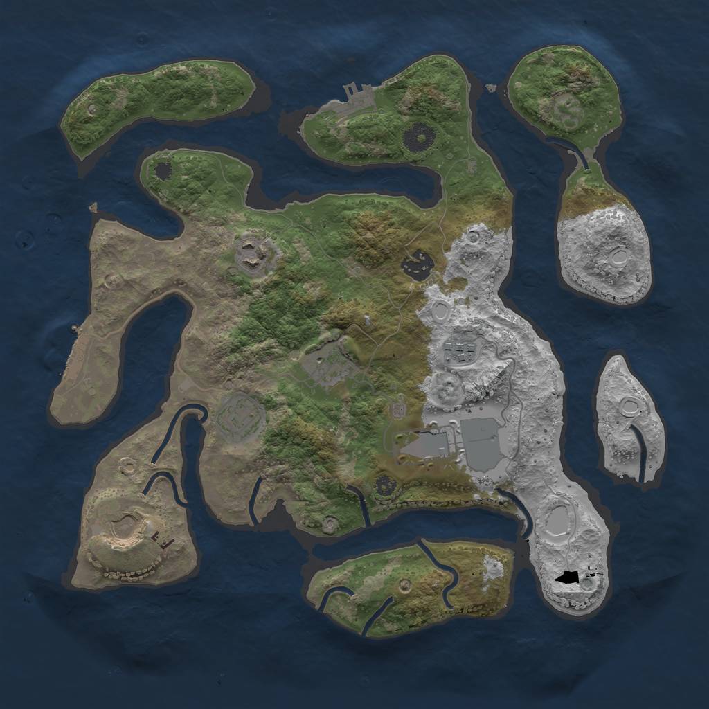 Rust Map: Procedural Map, Size: 3500, Seed: 1973697681, 14 Monuments