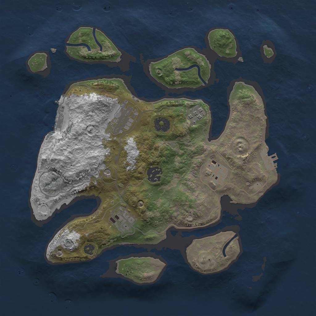 Rust Map: Procedural Map, Size: 3000, Seed: 718953129, 13 Monuments