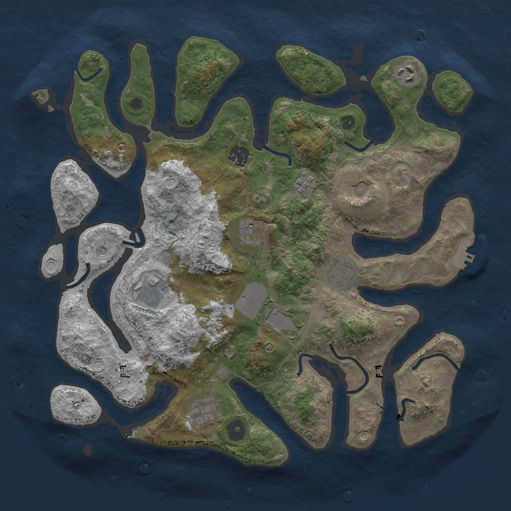 Rust Map: Procedural Map, Size: 3800, Seed: 1280309577, 16 Monuments
