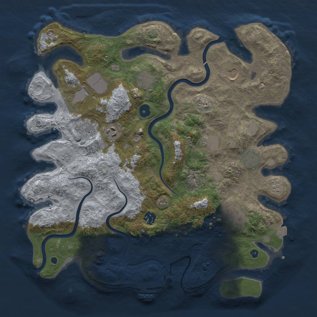 Rust Map: Procedural Map, Size: 3950, Seed: 123456, 15 Monuments