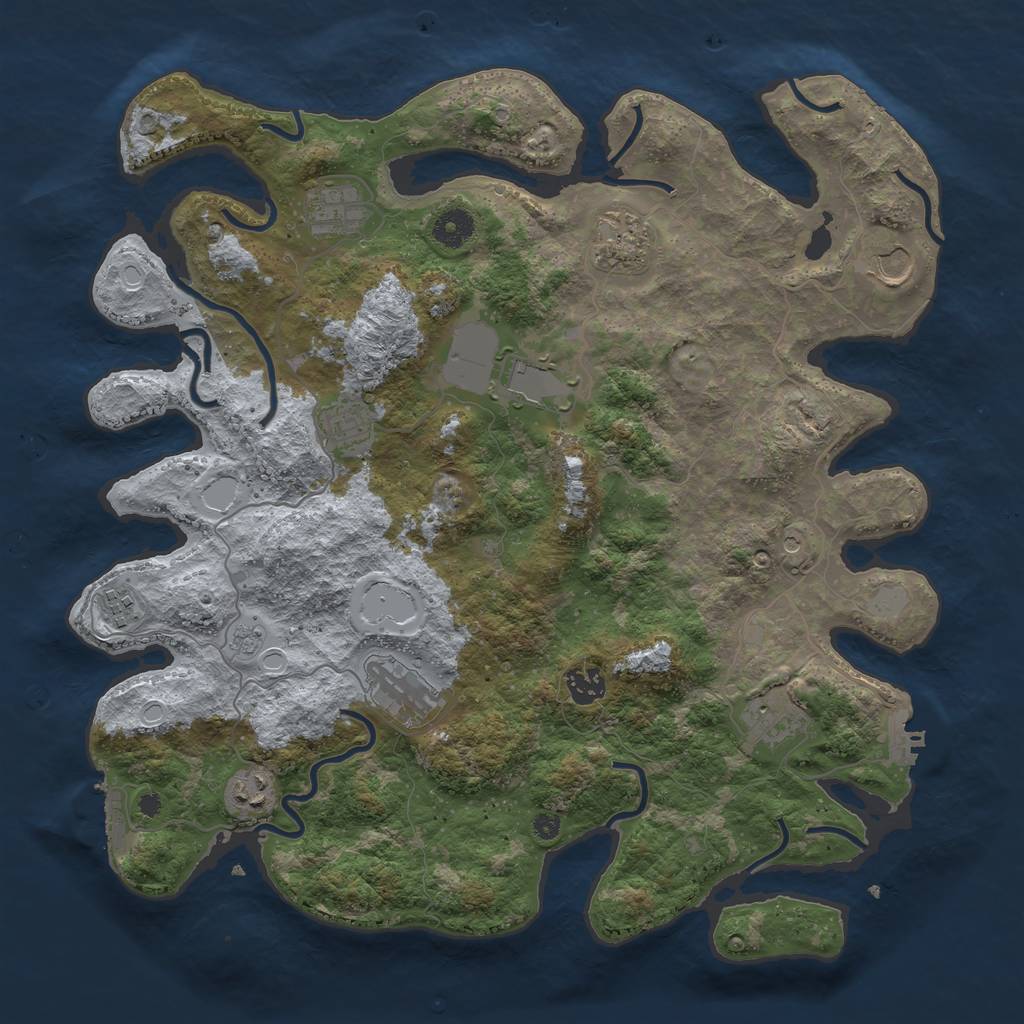 Rust Map: Procedural Map, Size: 3950, Seed: 123456, 19 Monuments