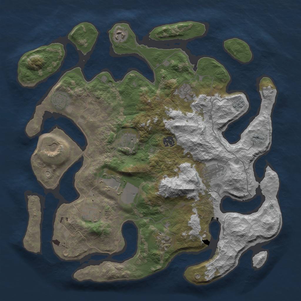 Rust Map: Barren, Size: 4000, Seed: 254125444, 14 Monuments