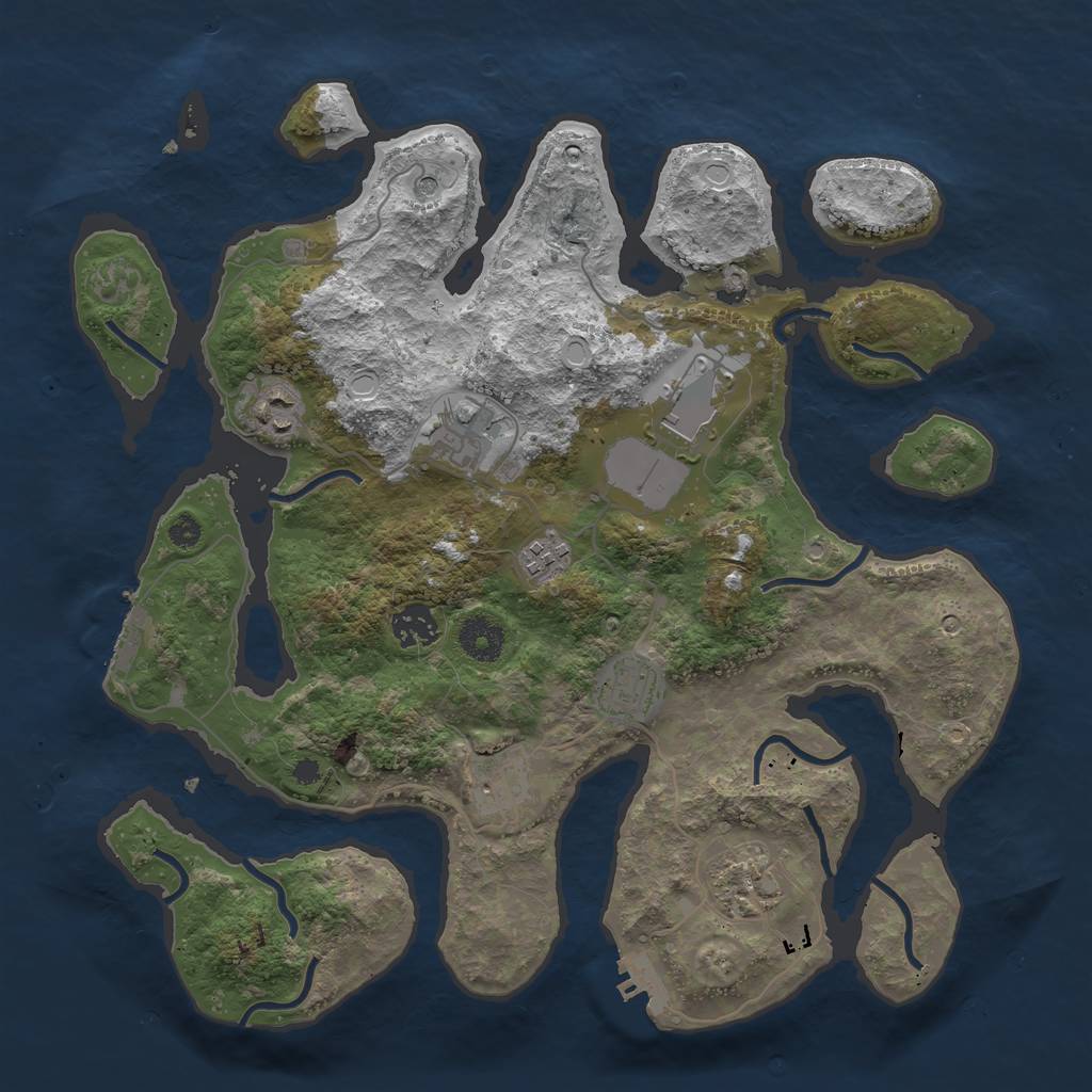 Rust Map: Procedural Map, Size: 3600, Seed: 2039145783, 16 Monuments