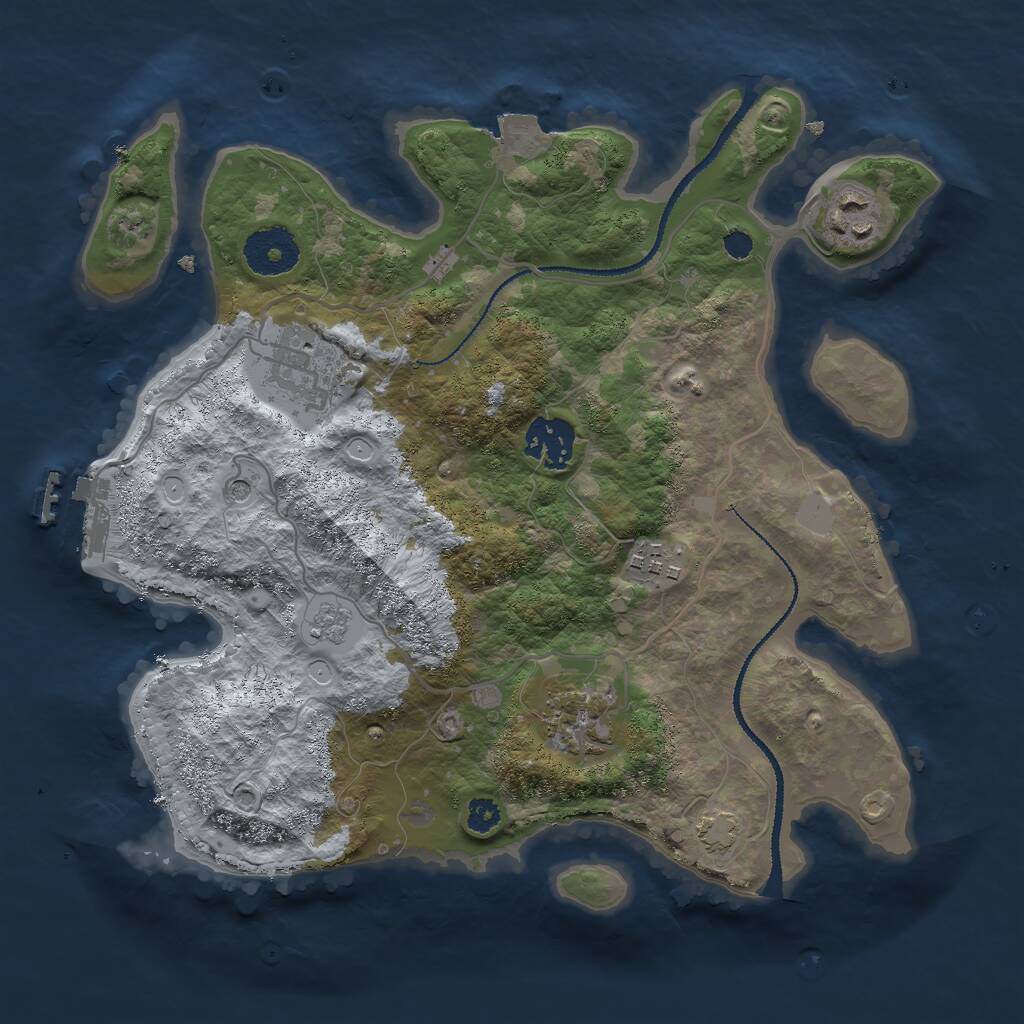 Rust Map: Procedural Map, Size: 3000, Seed: 1532712489, 10 Monuments