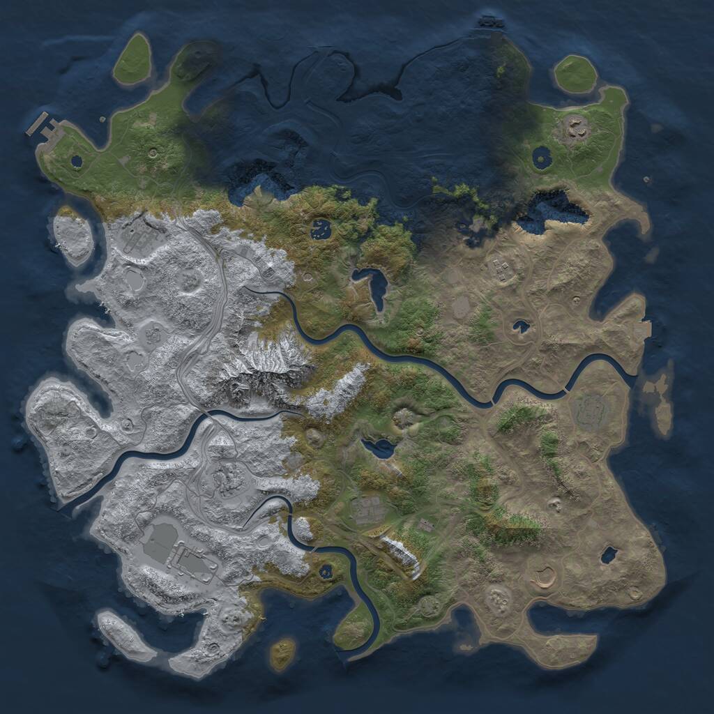 Rust Map: Procedural Map, Size: 5000, Seed: 65101130, 16 Monuments