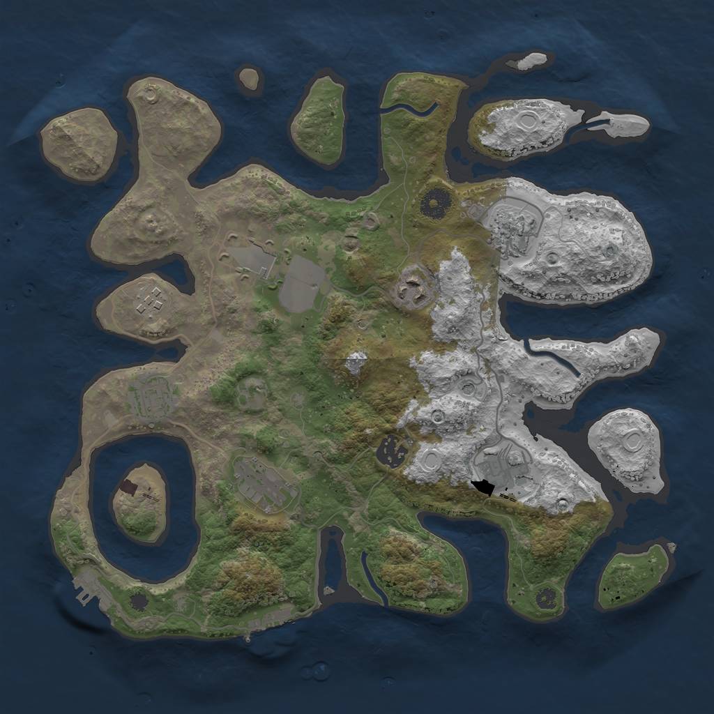 Rust Map: Procedural Map, Size: 3500, Seed: 1835745590, 16 Monuments