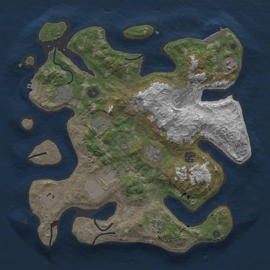 Rust Map: Procedural Map, Size: 3700, Seed: 195985458, 18 Monuments