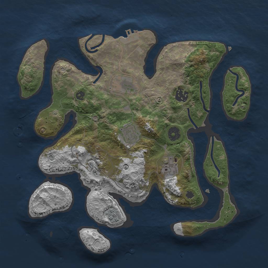 Rust Map: Procedural Map, Size: 3000, Seed: 4521, 12 Monuments