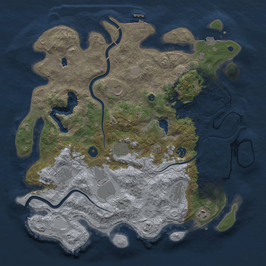 Rust Map: Procedural Map, Size: 4000, Seed: 392075852, 13 Monuments