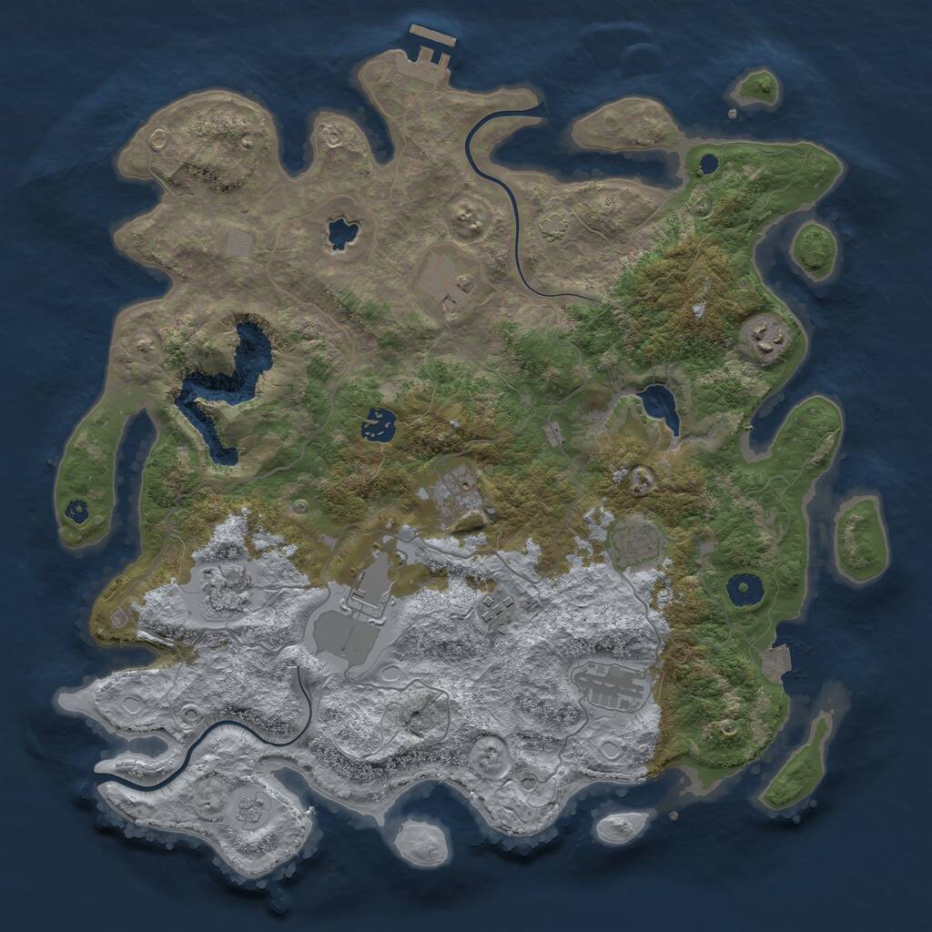 Rust Map: Procedural Map, Size: 4000, Seed: 392075852, 14 Monuments