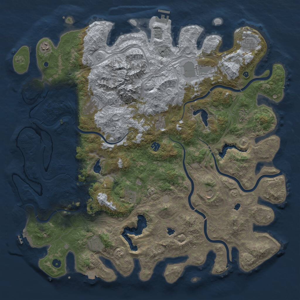 Rust Map: Procedural Map, Size: 5131, Seed: 105530965, 17 Monuments