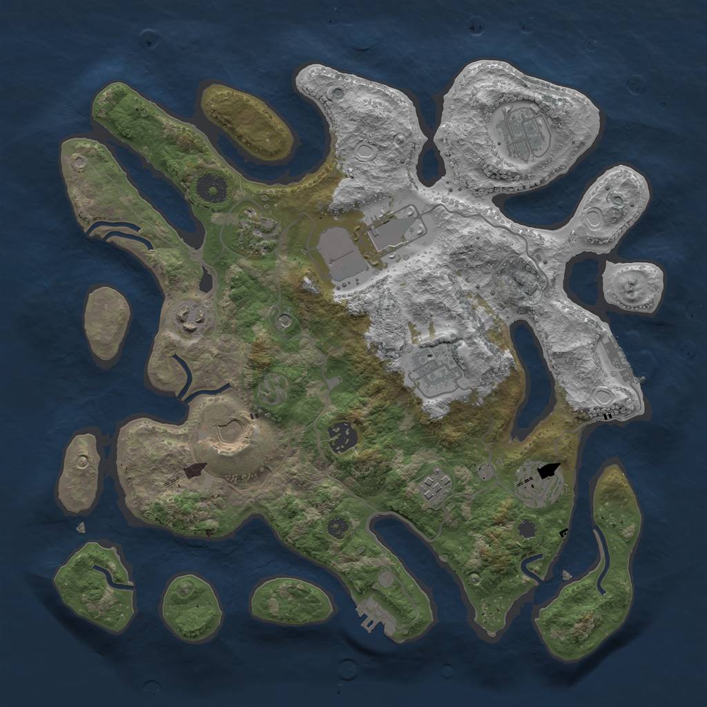 Rust Map: Procedural Map, Size: 3500, Seed: 2114821881, 17 Monuments