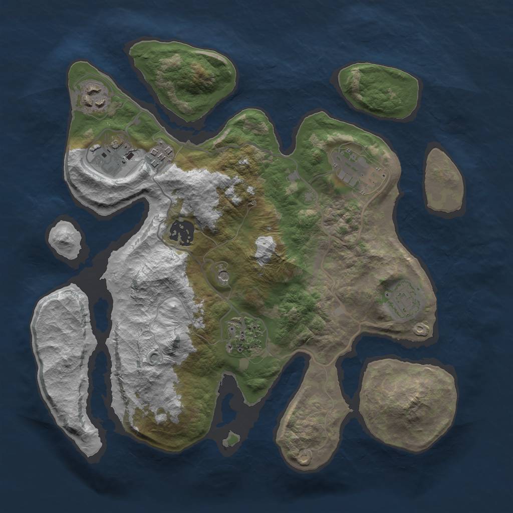 Rust Map: Barren, Size: 3000, Seed: 4567, 10 Monuments