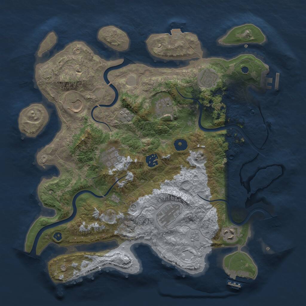 Rust Map: Procedural Map, Size: 3600, Seed: 494166085, 14 Monuments