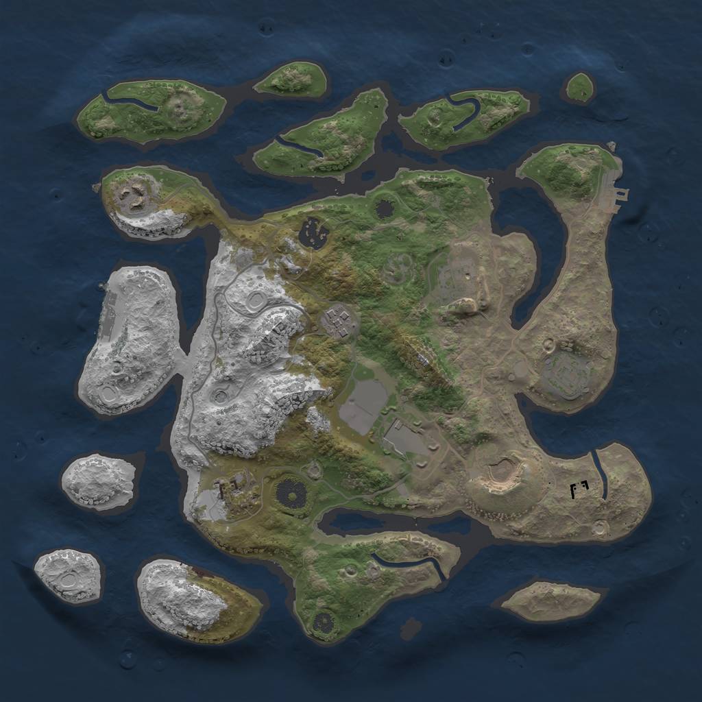 Rust Map: Procedural Map, Size: 3500, Seed: 929432762, 16 Monuments