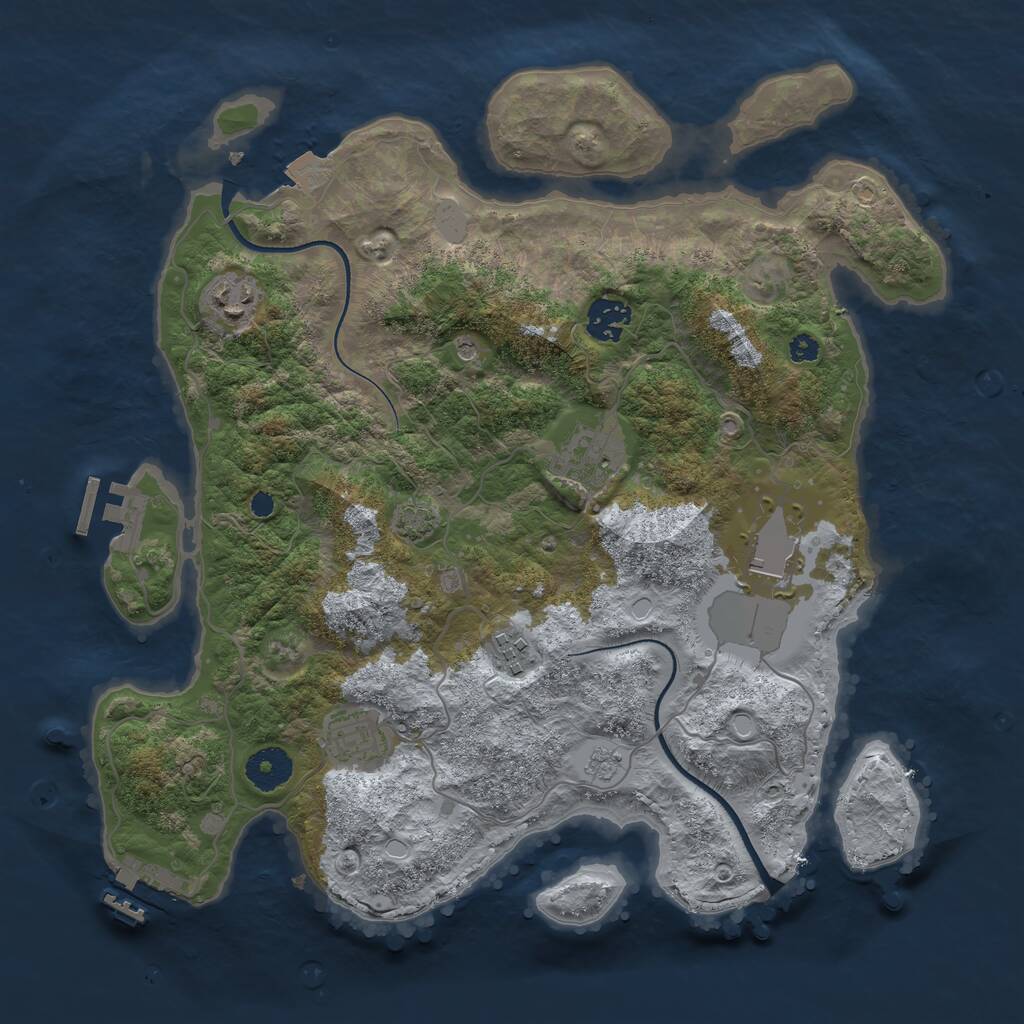 Rust Map: Procedural Map, Size: 3500, Seed: 68860155, 12 Monuments