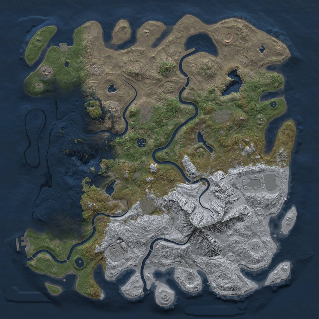 Rust Map: Procedural Map, Size: 5000, Seed: 50550, 15 Monuments