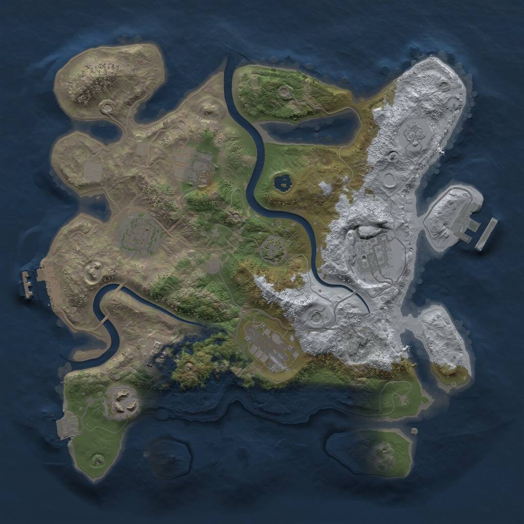 Rust Map: Procedural Map, Size: 3000, Seed: 543679, 12 Monuments