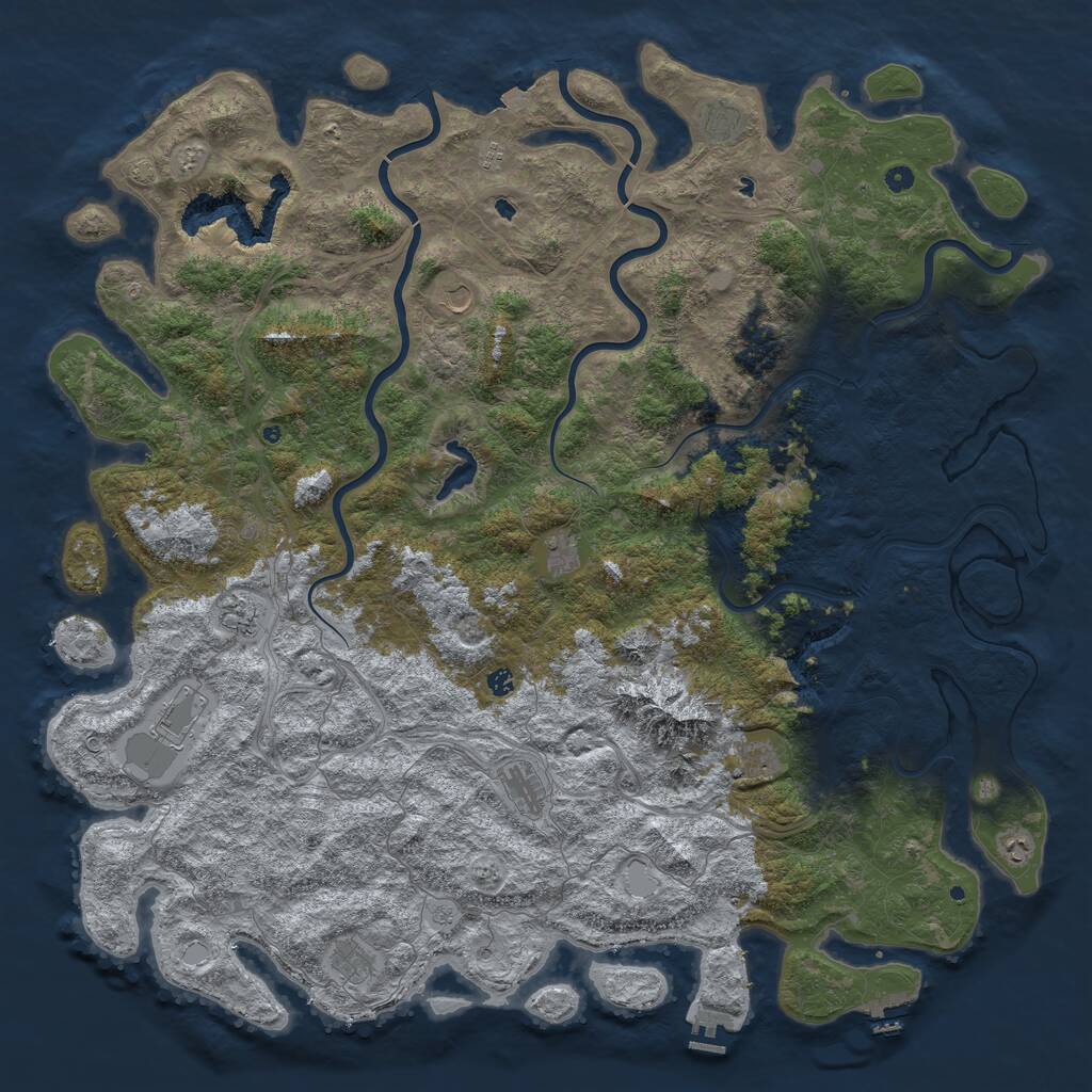 Rust Map: Procedural Map, Size: 6000, Seed: 36668343, 17 Monuments