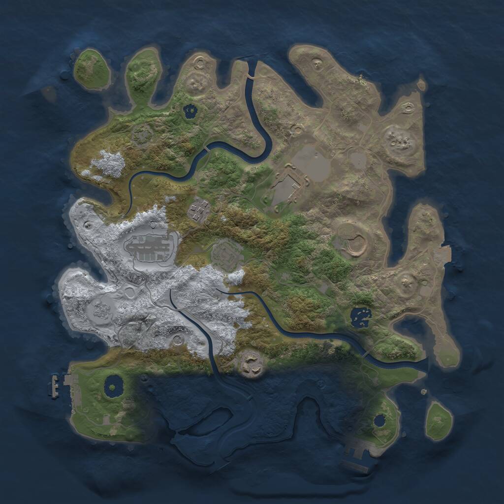 Rust Map: Procedural Map, Size: 3500, Seed: 25834, 13 Monuments