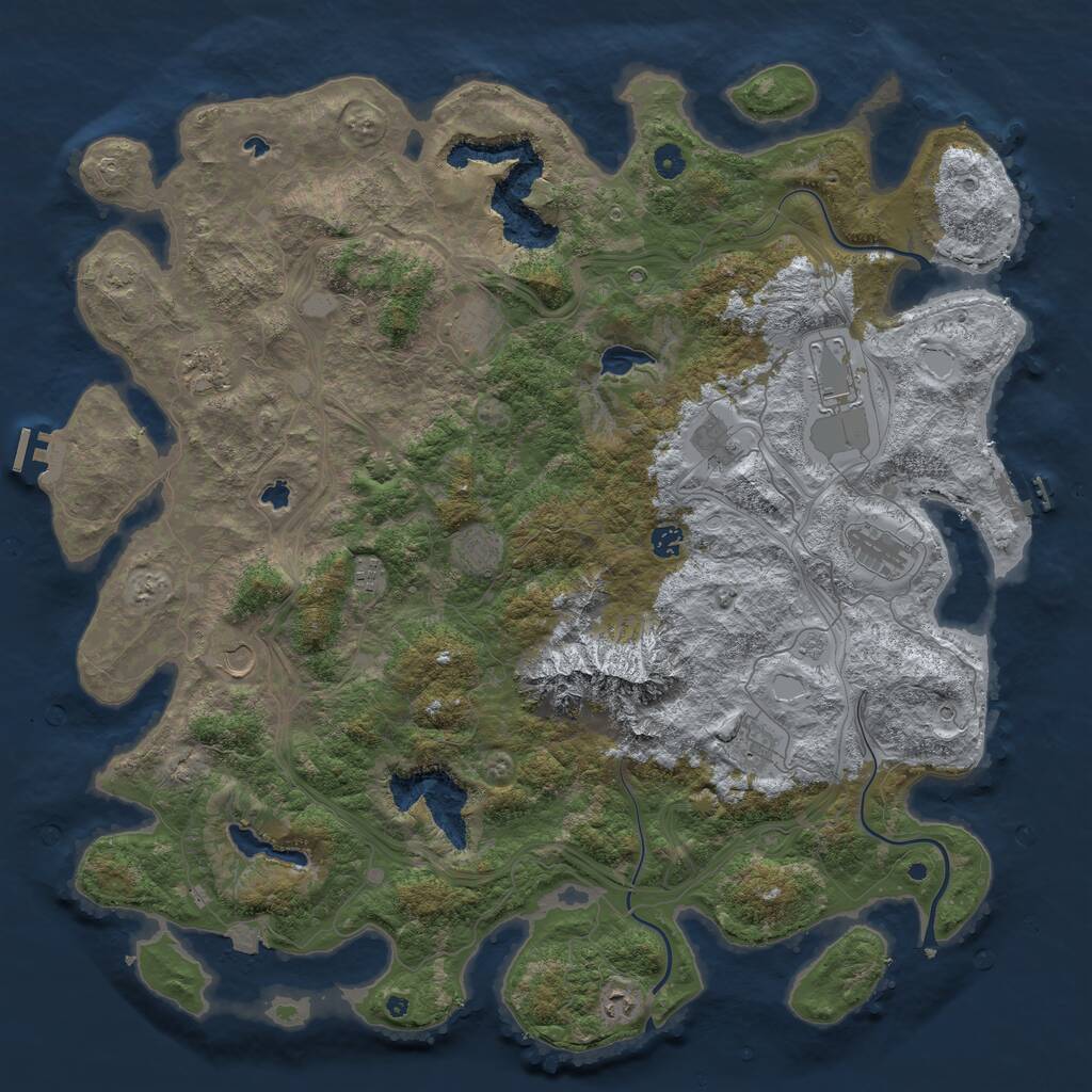 Rust Map: Procedural Map, Size: 5000, Seed: 595738945, 17 Monuments