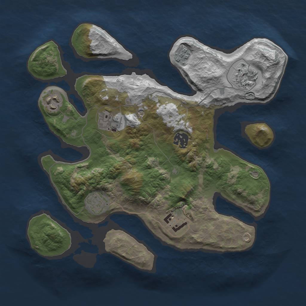 Rust Map: Barren, Size: 3000, Seed: 1026184960, 10 Monuments