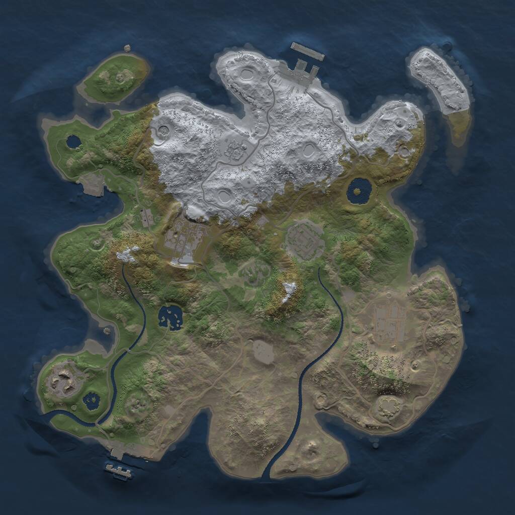 Rust Map: Procedural Map, Size: 3000, Seed: 916747760, 11 Monuments
