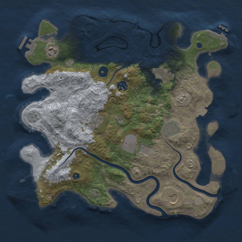 Rust Map: Procedural Map, Size: 3500, Seed: 84723545, 14 Monuments