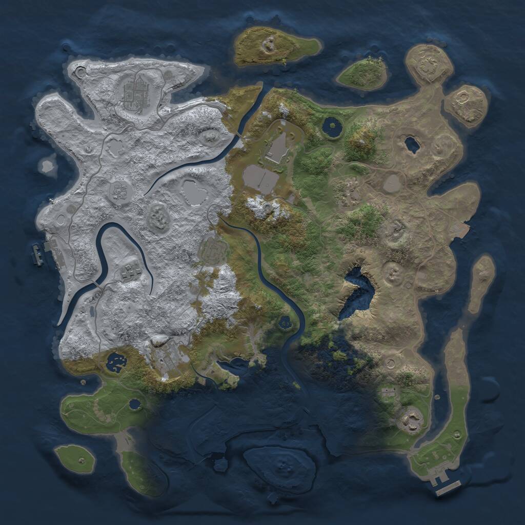 Rust Map: Procedural Map, Size: 4000, Seed: 524885, 14 Monuments
