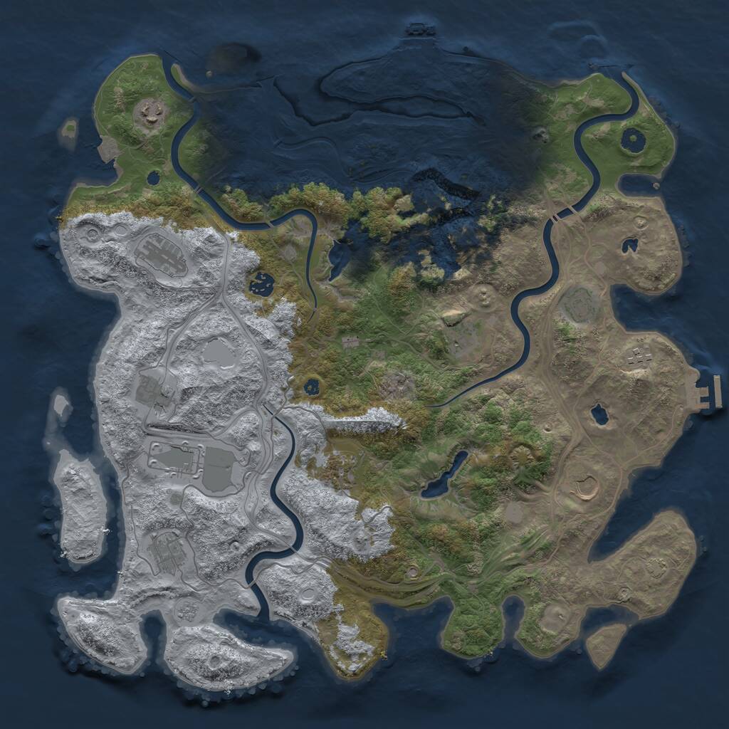 Rust Map: Procedural Map, Size: 4500, Seed: 351384322, 17 Monuments