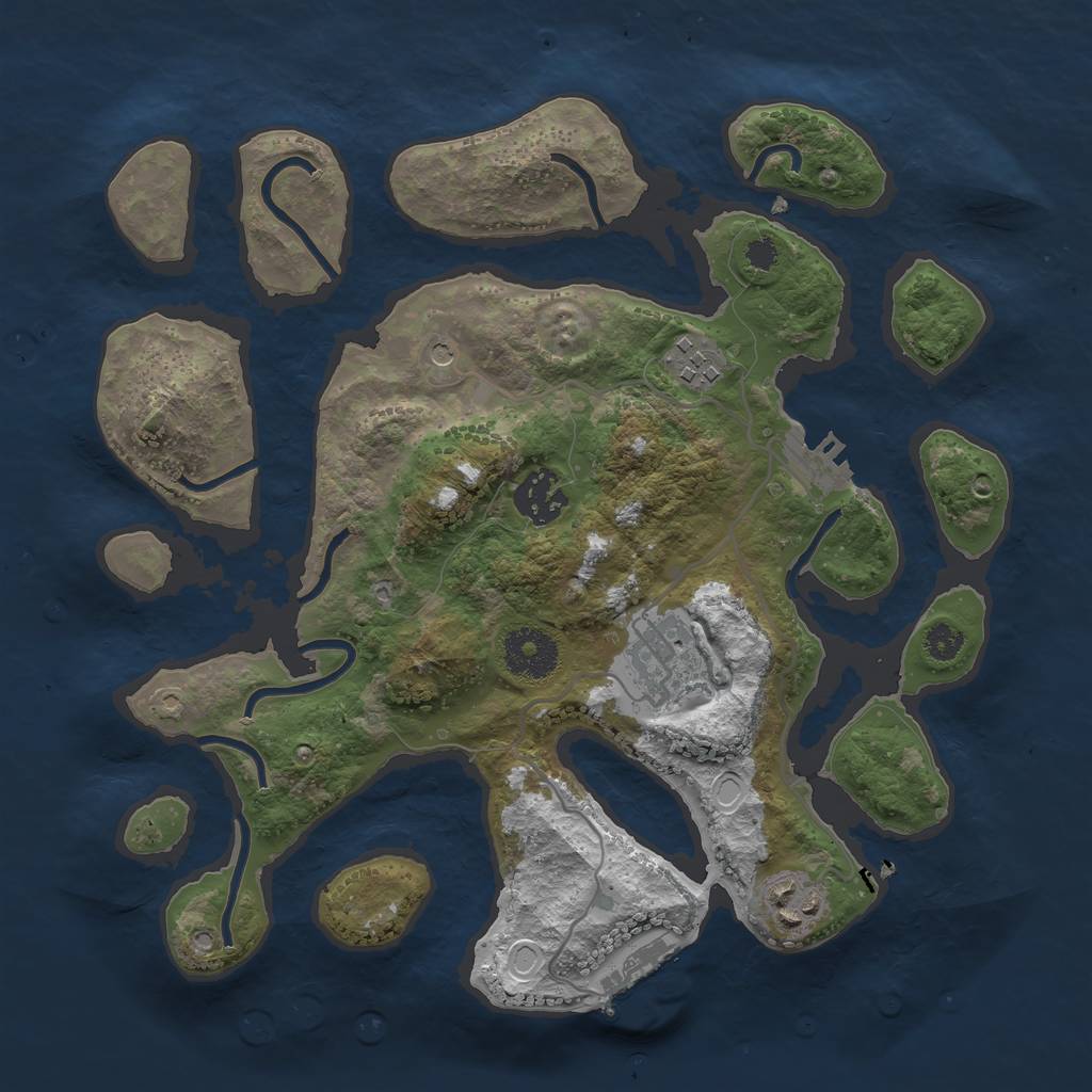 Rust Map: Procedural Map, Size: 3100, Seed: 666, 12 Monuments