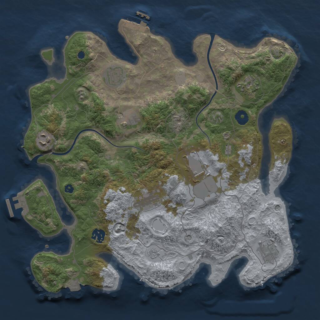 Rust Map: Procedural Map, Size: 3500, Seed: 8000000, 14 Monuments