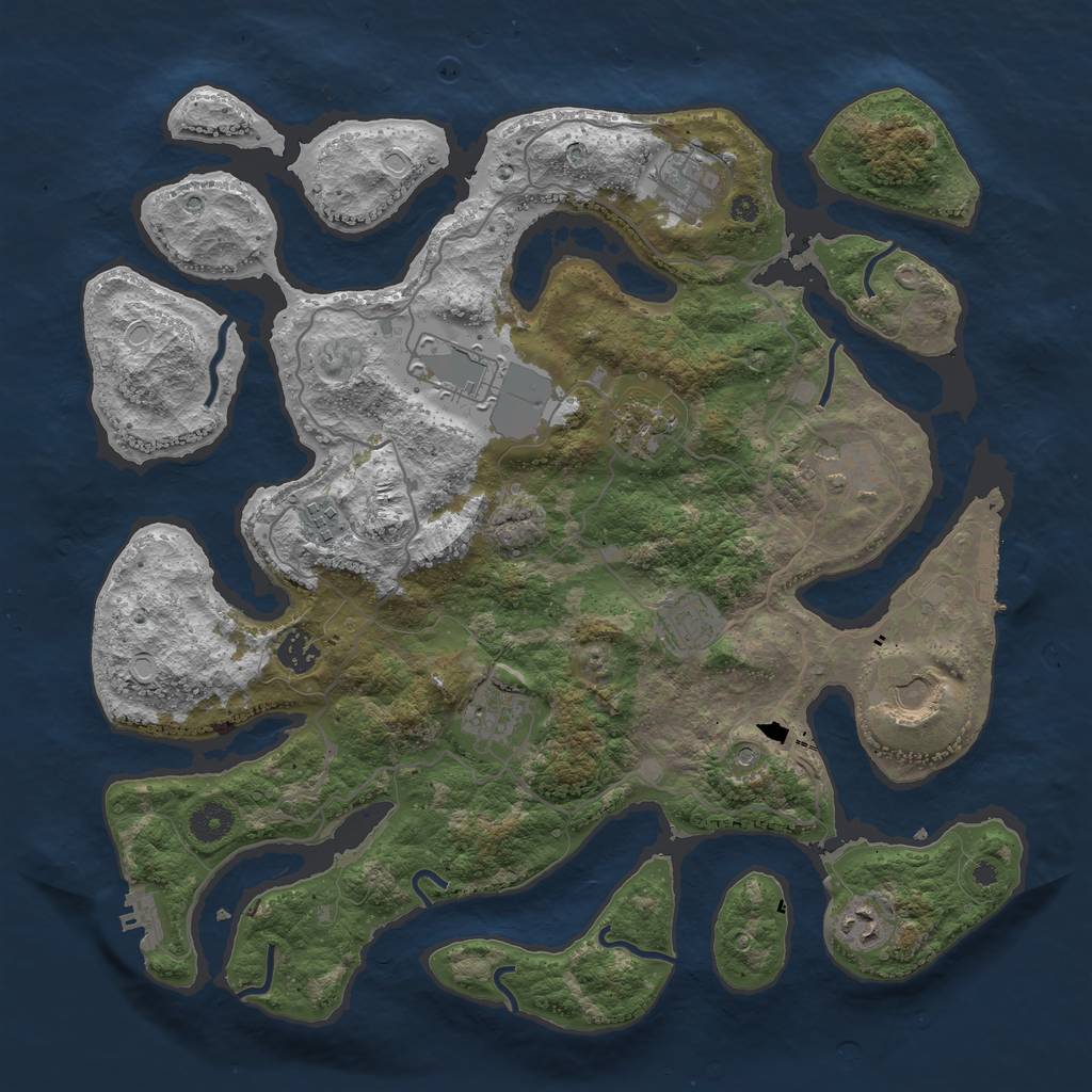 Rust Map: Procedural Map, Size: 4000, Seed: 1045, 18 Monuments