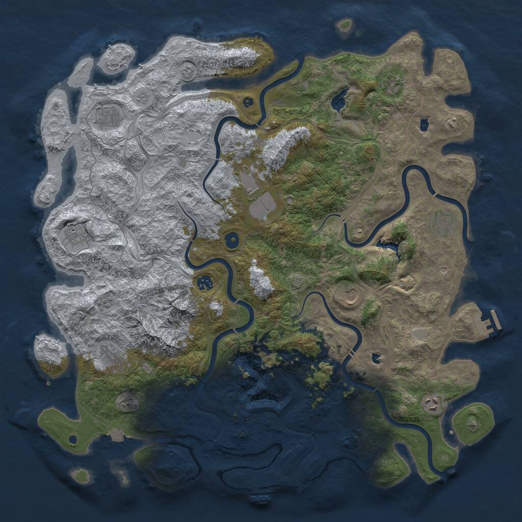 Rust Map: Procedural Map, Size: 5000, Seed: 32588, 16 Monuments