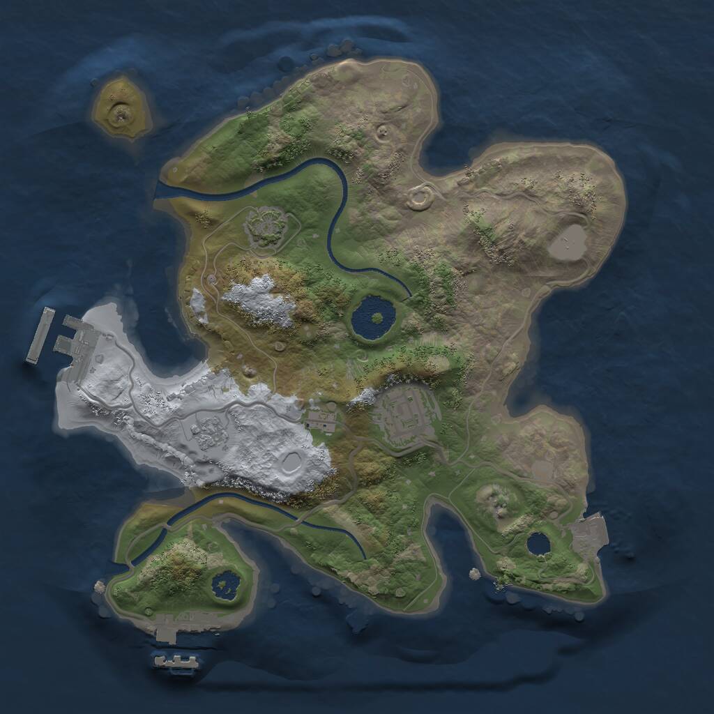 Rust Map: Procedural Map, Size: 2500, Seed: 50001, 6 Monuments