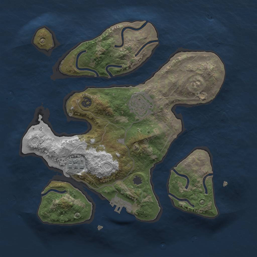 Rust Map: Procedural Map, Size: 2500, Seed: 50001, 8 Monuments