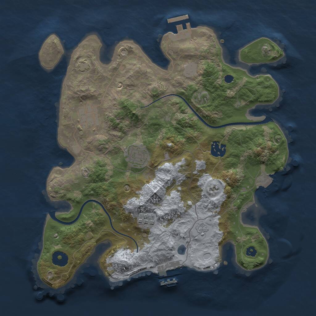 Rust Map: Procedural Map, Size: 3000, Seed: 1903460022, 9 Monuments