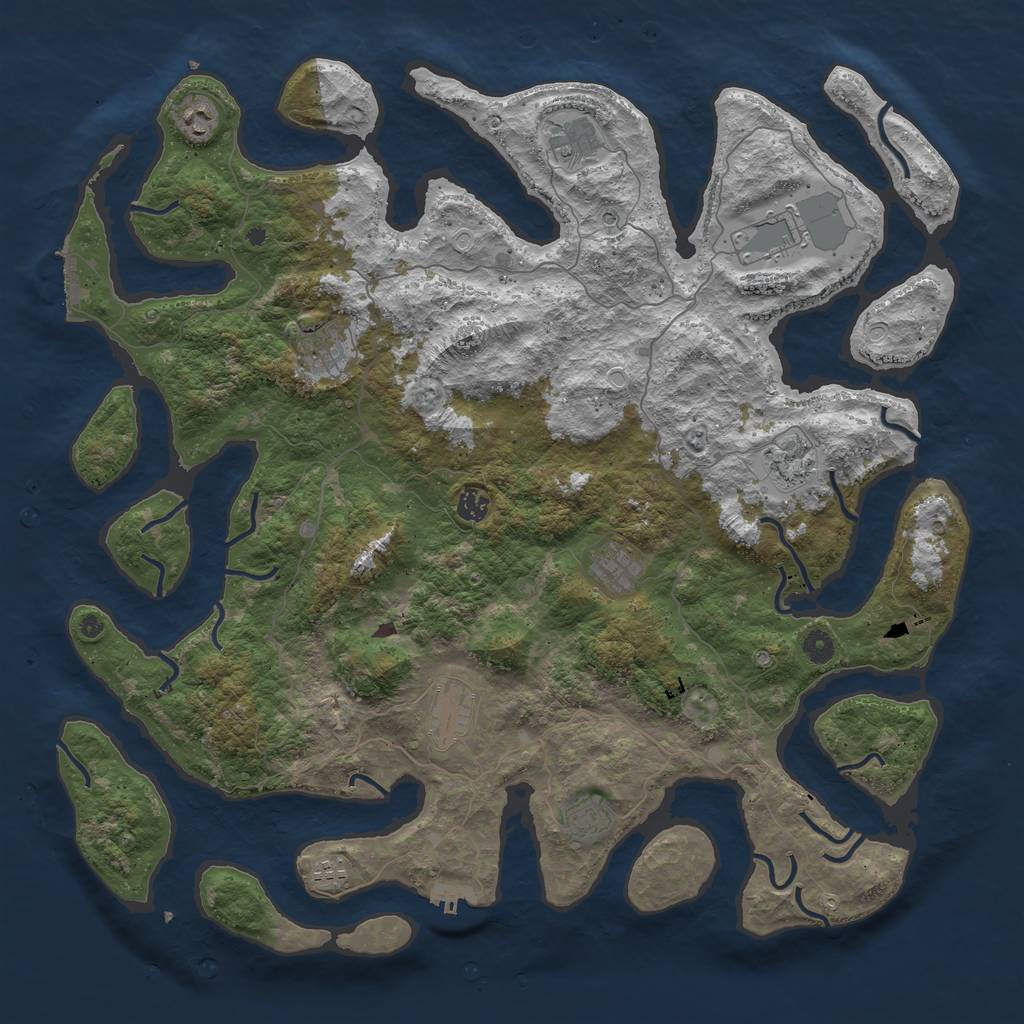 Rust Map: Procedural Map, Size: 4800, Seed: 69, 18 Monuments