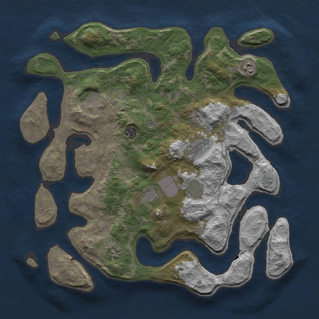 Rust Map: Barren, Size: 4000, Seed: 7814, 11 Monuments